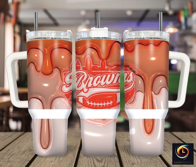 Brown Football Tumbler with Handle - Insulated Travel Mug for Sports Fans
