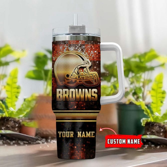 Customizable Browns Fan Tumbler with Handle - Perfect Gift for Football Enthusiasts - Image 2