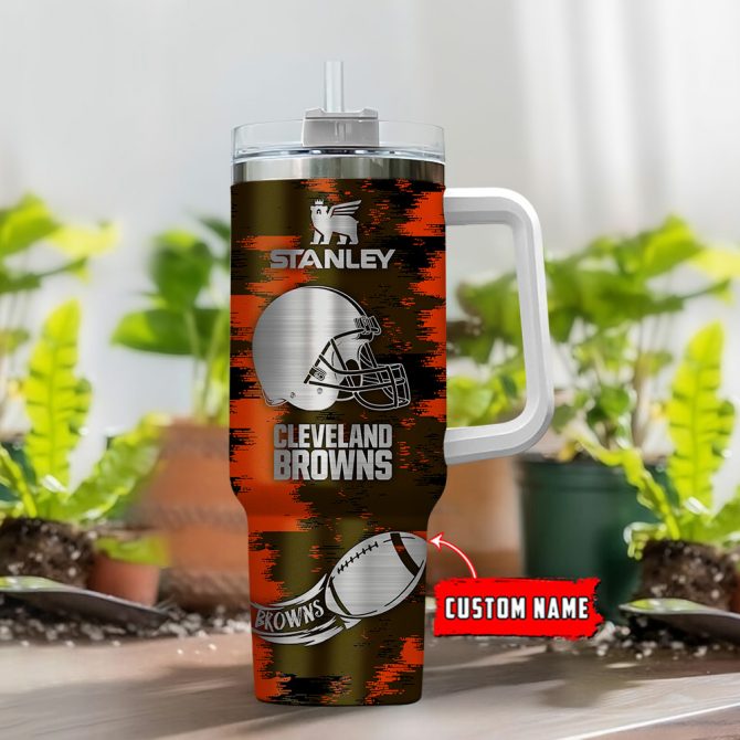 Customizable Cleveland Browns Insulated Tumbler with Handle - Personalized Gift - Image 2