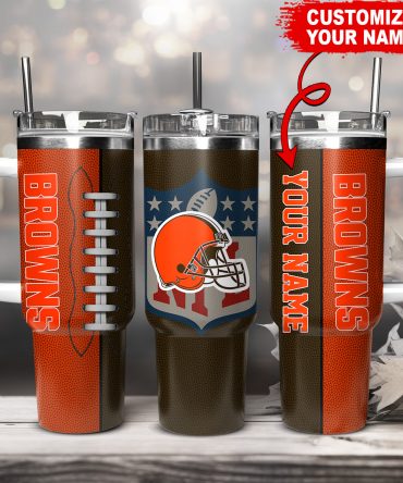Personalized Browns Football Tumbler - Customizable Name & Durable Design