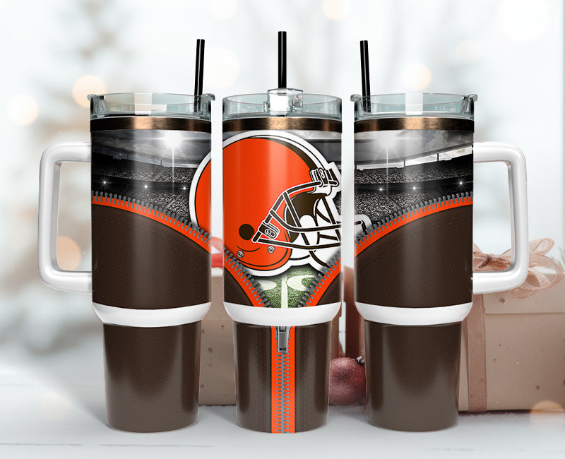 Football Fan Tumbler with Handle - Insulated Travel Mug for Game Day