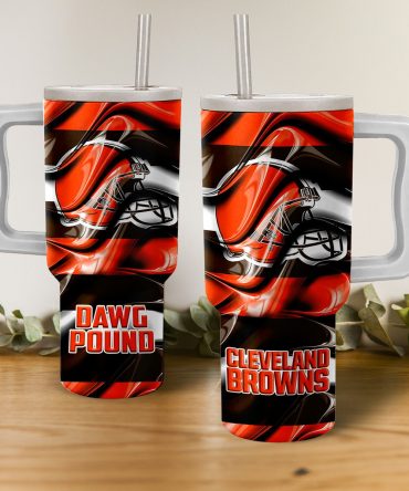 Cleveland Browns Stainless Steel Travel Mug with Handle and Straw - 40oz