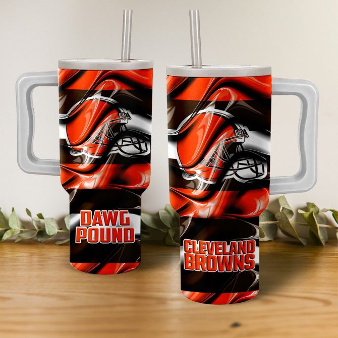 Cleveland Browns Stainless Steel Travel Mug with Handle and Straw - 40oz