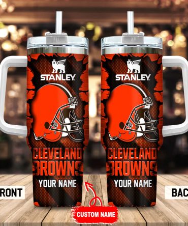 Custom Cleveland Browns Tumbler with Handle - Personalized NFL Fan Gift