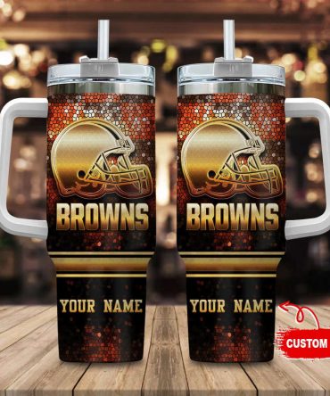 Customizable Browns Fan Tumbler with Handle - Perfect Gift for Football Enthusiasts