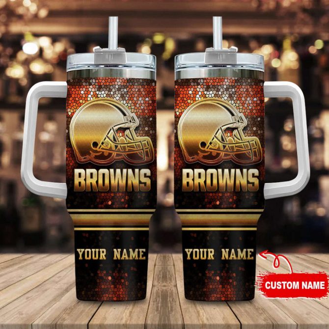 Customizable Browns Fan Tumbler with Handle - Perfect Gift for Football Enthusiasts