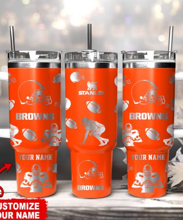 Customizable Browns Tumbler with Handle - Personalized Gift for Football Fans