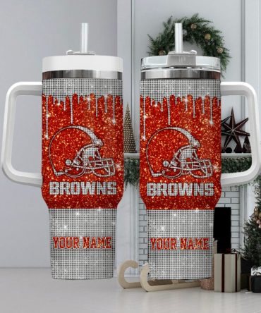 Custom Glitter Football Team Tumbler with Handle - Personalized Name