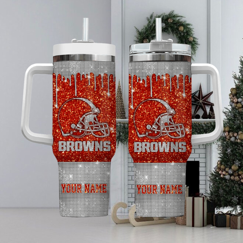 Custom Glitter Football Team Tumbler with Handle - Personalized Name