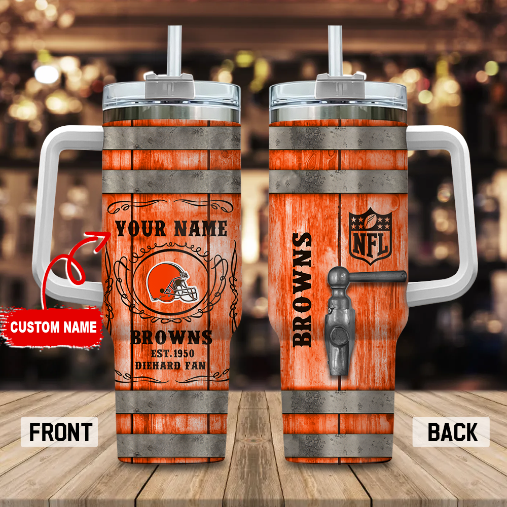 Custom NFL Team Personalized Tumbler with Handle - Vintage Barrel Design - Image 3