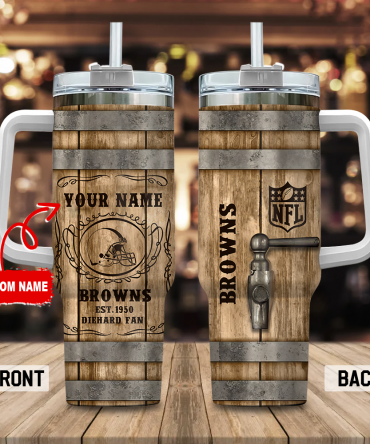 Custom NFL Team Personalized Tumbler with Handle - Vintage Barrel Design