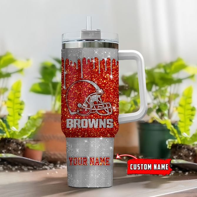 Custom Glitter Football Tumbler with Handle & Straw - Personalized for Fans - Image 2