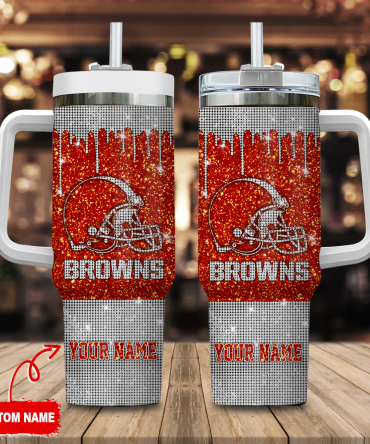 Custom Glitter Football Tumbler with Handle & Straw - Personalized for Fans