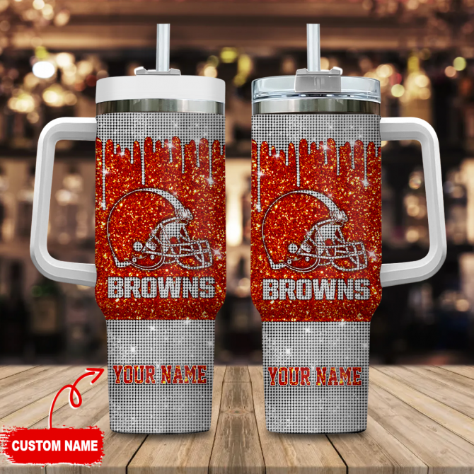 Custom Glitter Football Tumbler with Handle & Straw - Personalized for Fans