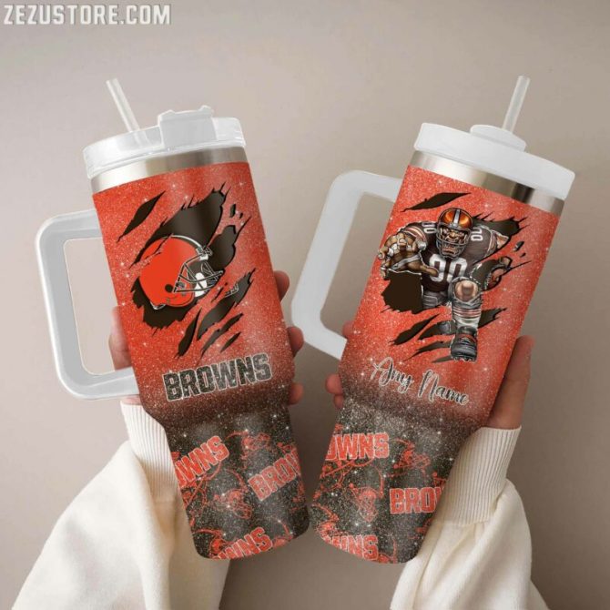 Custom Football Fan Tumbler with Handle - Personalized Gift for Sports Lovers