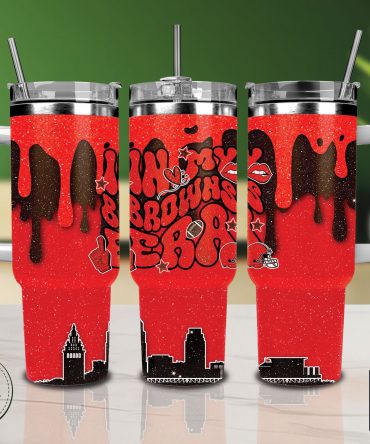 Vibrant Red Drip Tumbler with Handle & Straw - Perfect for Sports Fans