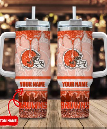 Custom Name Football Tumbler - Personalized Glitter Sports Fan Gift