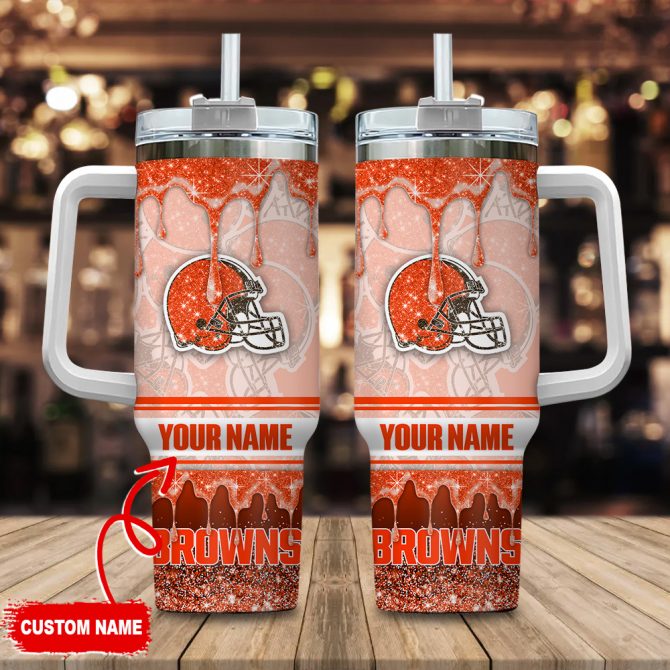 Custom Name Football Tumbler - Personalized Glitter Sports Fan Gift