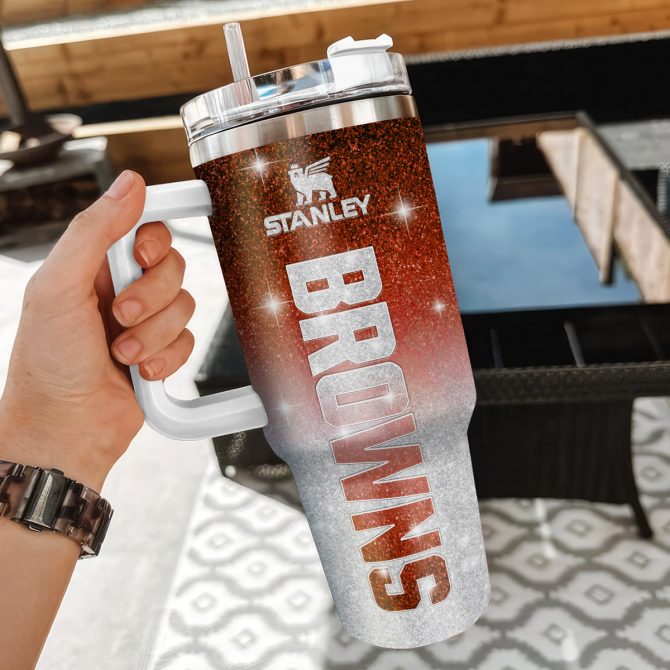 Customizable Stanley Tumbler with Handle - Personalized Browns Design - Image 3