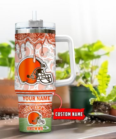 Custom Cleveland Browns Glitter Tumbler - Personalize with Your Name