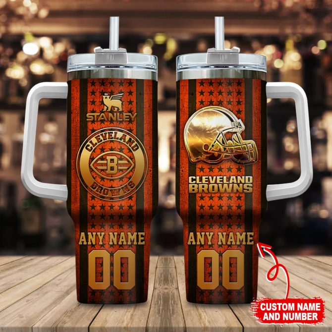 Personalized Cleveland Browns Tumbler with Custom Name & Number - Perfect Gift for Fans