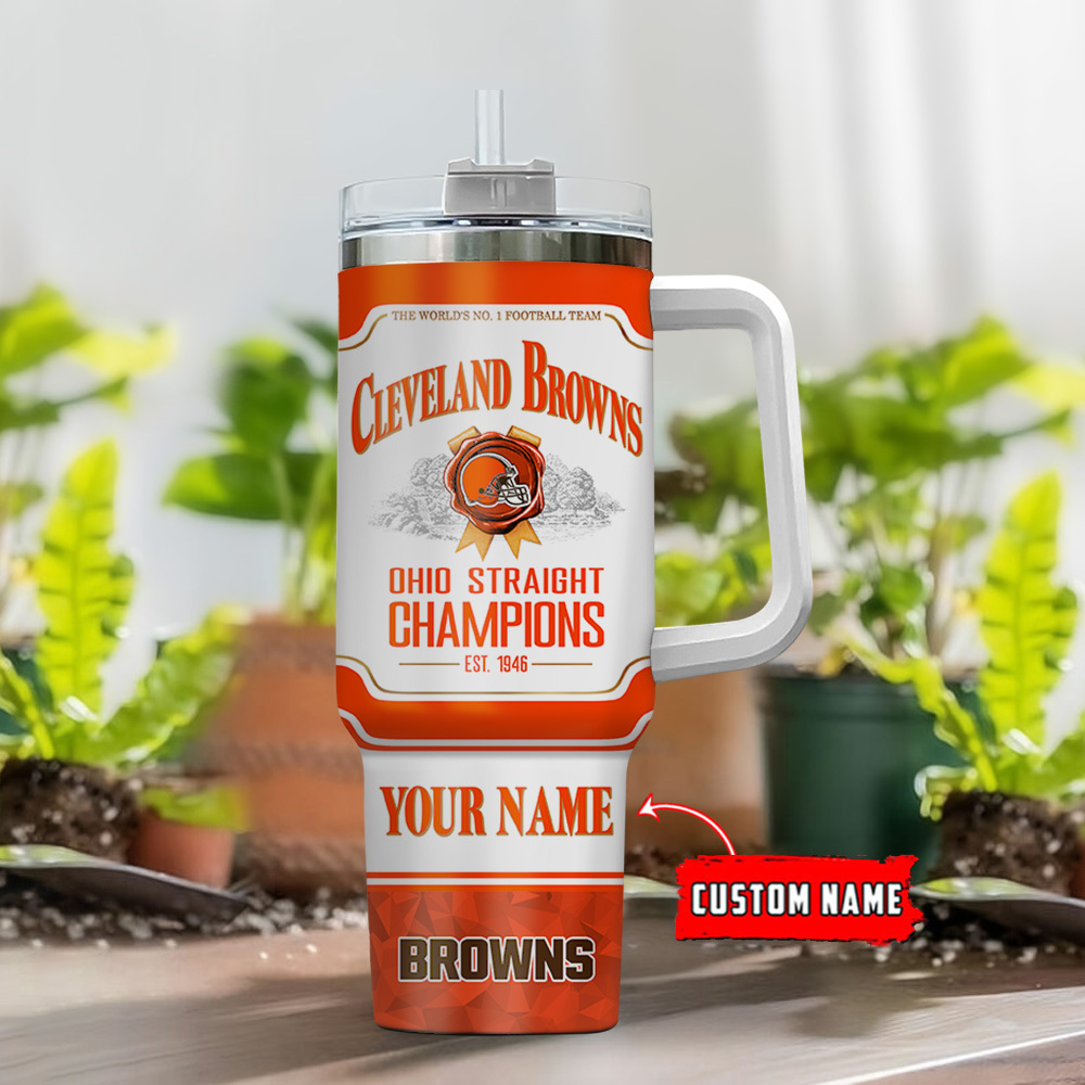 Custom Cleveland Browns Championship Tumbler - Personalized Fan Gift - Image 2