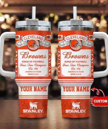 Custom Cleveland Football Mug - Personalized Championship Tumbler with Handle