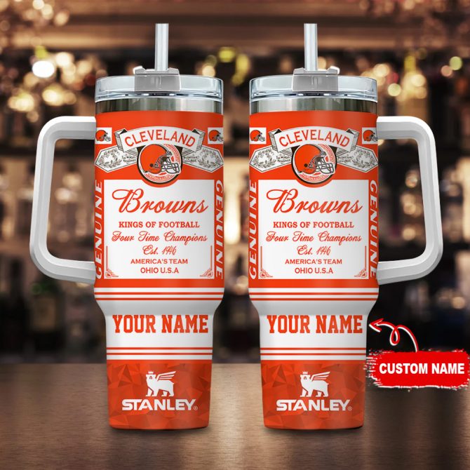 Custom Cleveland Football Mug - Personalized Championship Tumbler with Handle