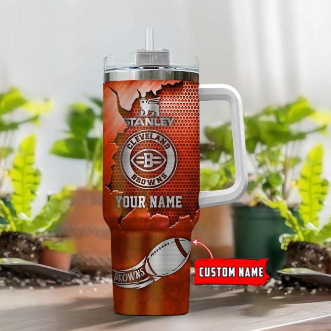 Custom Cleveland Browns Tumbler with Handle - Personalized Gift for Fans - Image 2