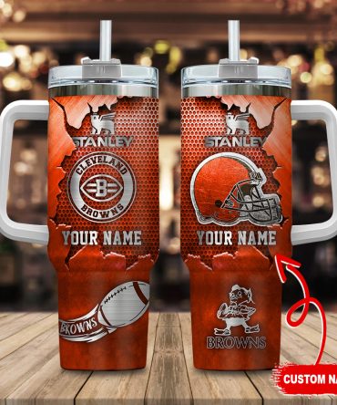 Custom Cleveland Browns Tumbler with Handle - Personalized Gift for Fans