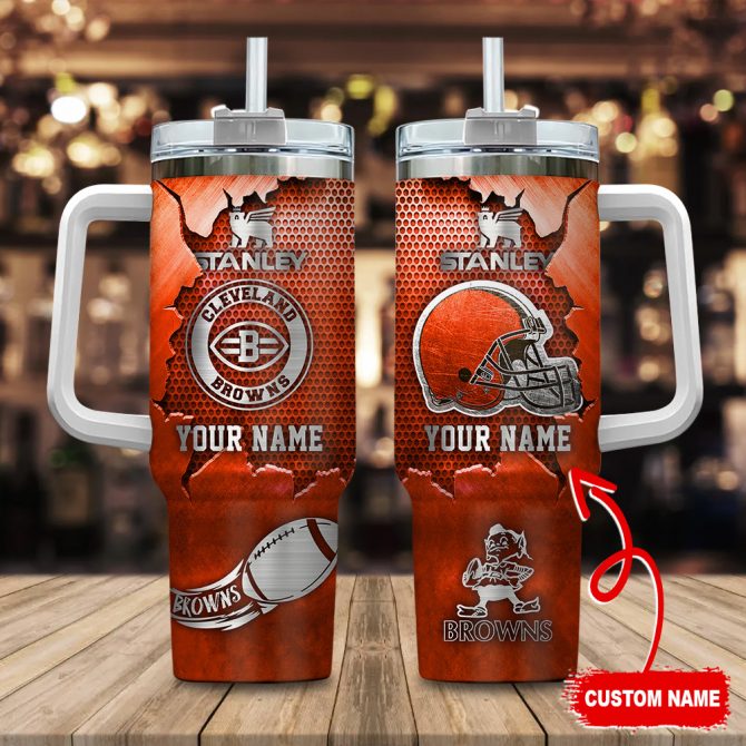 Custom Cleveland Browns Tumbler with Handle - Personalized Gift for Fans