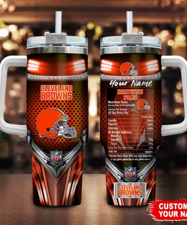 Personalized Cleveland Browns Fan Tumbler with Handle - Custom Name & NFL Design