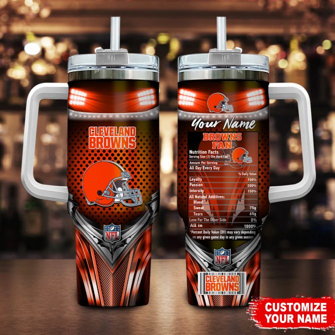 Personalized Cleveland Browns Fan Tumbler with Handle - Custom Name & NFL Design
