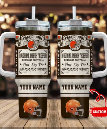 Custom Cleveland Football Tumbler - Personalized Name Mug for Fans