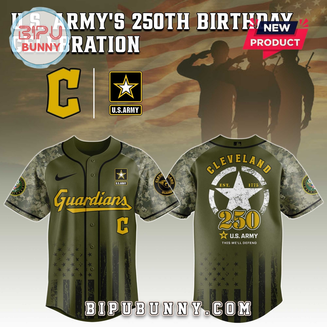 Cleveland Guardians MLB x 250 U.S. Army Baseball Jersey