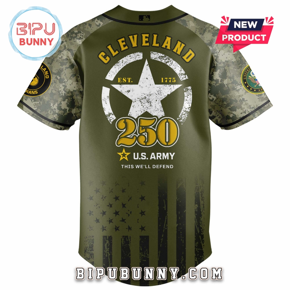 Cleveland Guardians MLB x 250 U.S. Army Baseball Jersey - Image 3