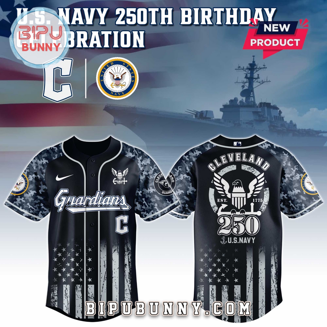 Cleveland Guardians MLB x 250 U.S. Navy Baseball Jersey