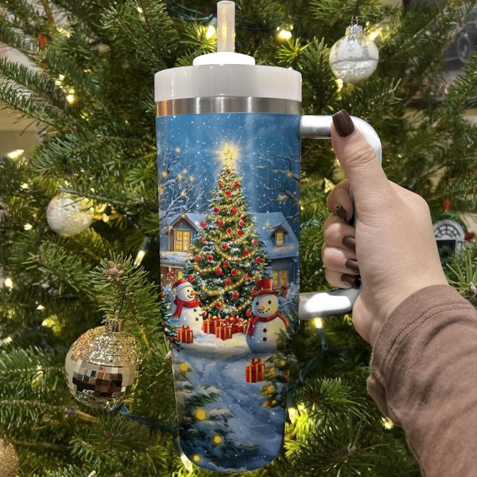 Cozy Christmas Holiday Custom Stanley Quencher 40oz Stainless Steel Tumbler With Handle - Image 2