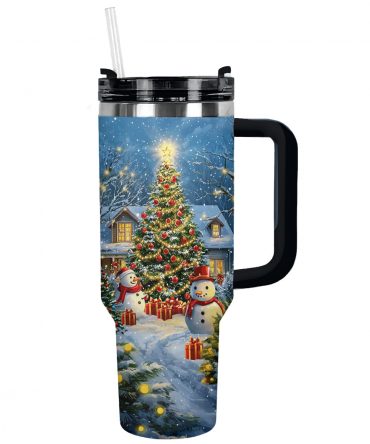 Cozy Christmas Holiday Custom Stanley Quencher 40oz Stainless Steel Tumbler With Handle