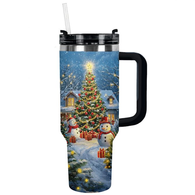 Cozy Christmas Holiday Custom Stanley Quencher 40oz Stainless Steel Tumbler With Handle