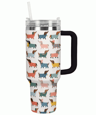 Cozy Dachshund Sweater Christmas Custom Stanley Quencher 40oz Stainless Steel Tumbler With Handle