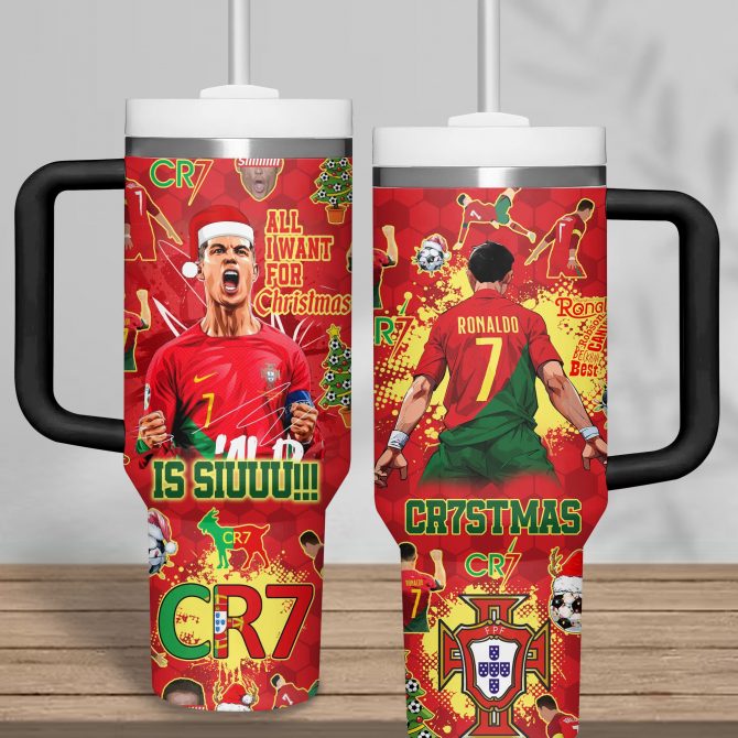 Cristiano Ronaldo Sports Custom Stanley Quencher 40oz Stainless Steel Tumbler With Handle
