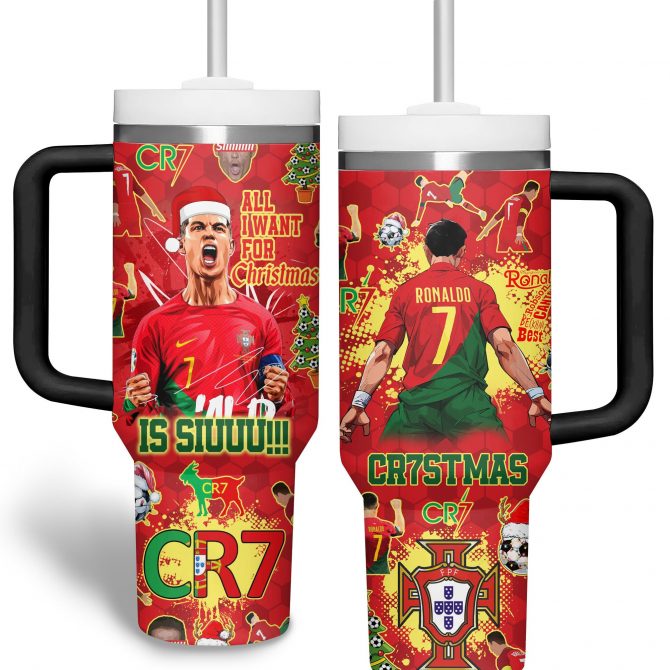 Cristiano Ronaldo Sports Custom Stanley Quencher 40oz Stainless Steel Tumbler With Handle - Image 2