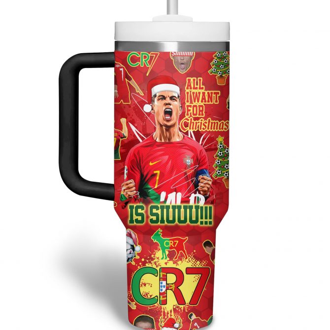 Cristiano Ronaldo Sports Custom Stanley Quencher 40oz Stainless Steel Tumbler With Handle - Image 3