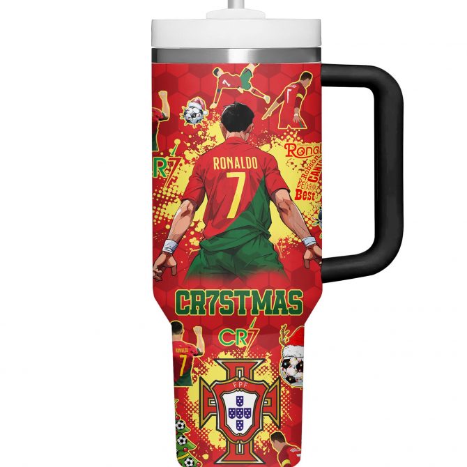 Cristiano Ronaldo Sports Custom Stanley Quencher 40oz Stainless Steel Tumbler With Handle - Image 4