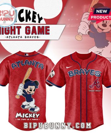 Custom Atlanta Braves x Mickey Night Game Baseball Jersey