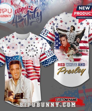 Custom Elvis Presley Happy 4th Of July Baseball Jersey