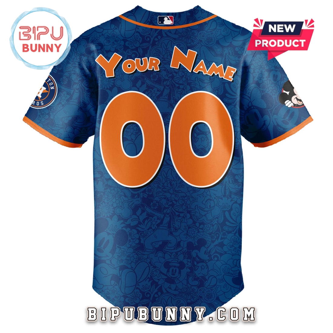 Custom Houston Astros x Mickey Night Game Baseball Jersey - Image 3