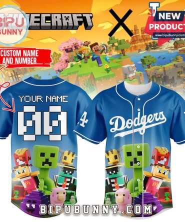 Custom Los Angeles Dodgers x A Minecraft Baseball Jersey