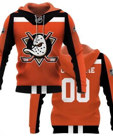 Custom Name &amp; Number NHL Anaheim Ducks Exclusive All Over Prints HONHL3110A01ADHD - Hoodie
